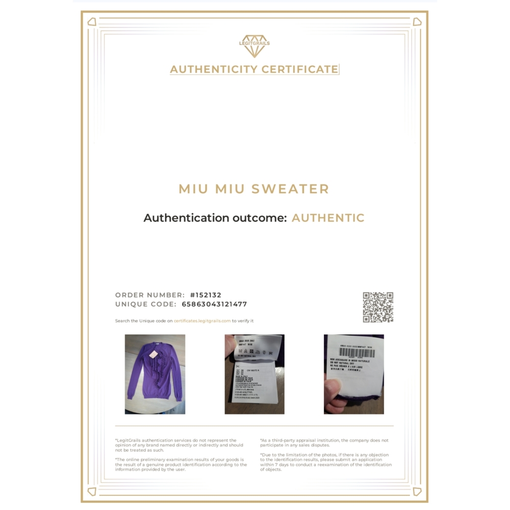 Miu Miu Violet Virgin Wool Ruffle Cardigan NWT Authenticated Italy - Picture 2 of 10